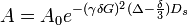 A = A_0 e^{-(\gamma \delta G)^2(\Delta-\frac{\delta}{3})D_s}