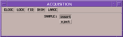 Figure 1. Default view of vnmr Acqi window.  Buttons "Insert/Inject" control position of sample. Button "Close" will close the window. Other buttons will allow access to different controls of interactive acquisition.